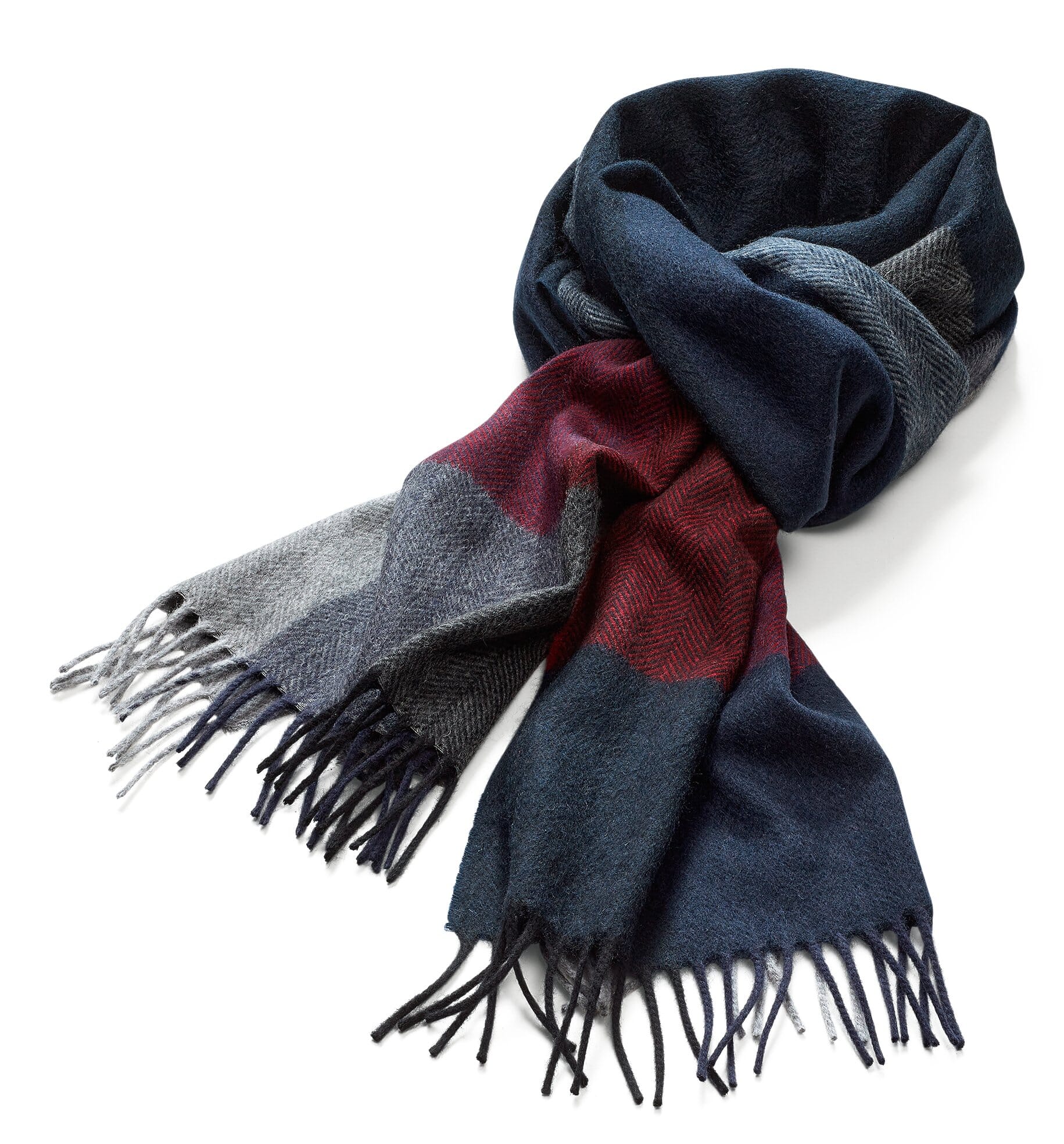 sjaal kasjmier wol, Donker blauw-rood