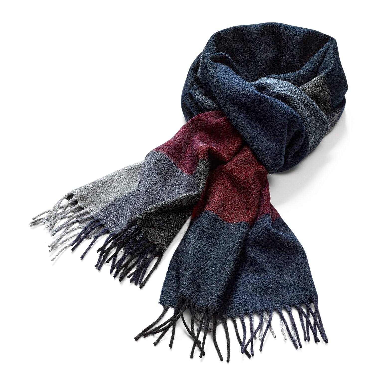galerij gids niveau Heren sjaal kasjmier wol, Donker blauw-rood | Manufactum