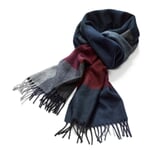 Men’s Scarf Made of Cashmere and Wool Dark Blue-Red