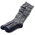 Knee sock jacquard virgin wool Dark blue