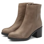 Dames enkellaarsje rundleer Taupe
