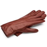 Gants pour femme en cuir de mouton à poils longs Cognac