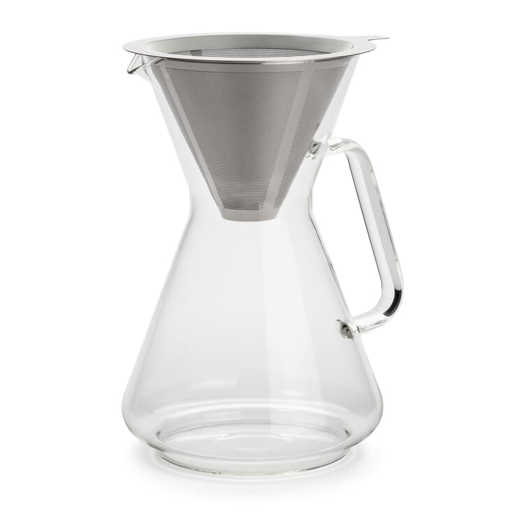 Kaffemaskine med permanent filter af borosilikatglas