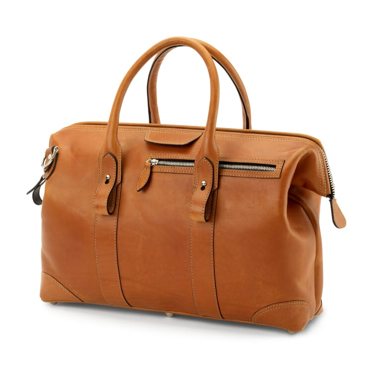 Weekender en cuir de taureau petit, Cognac