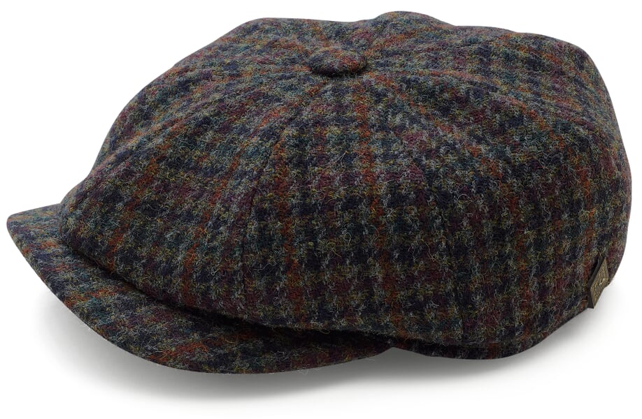 Herenpet Harris Tweed Blauwbruin