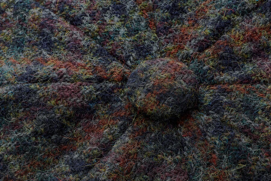 Herrenkappe Harris-Tweed Blau-Braun, Detailsicht