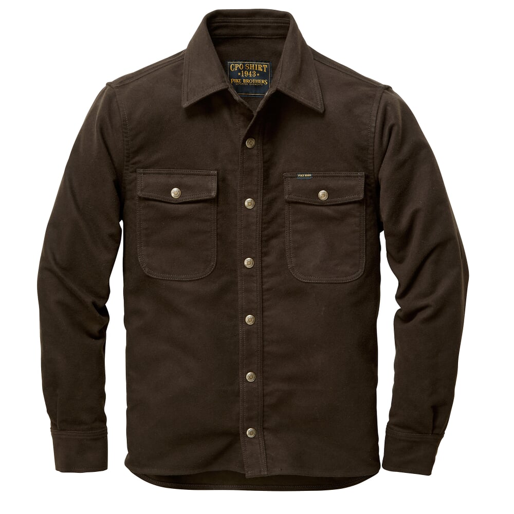 Mens shirt jacket moleskin, Brown Manufactum
