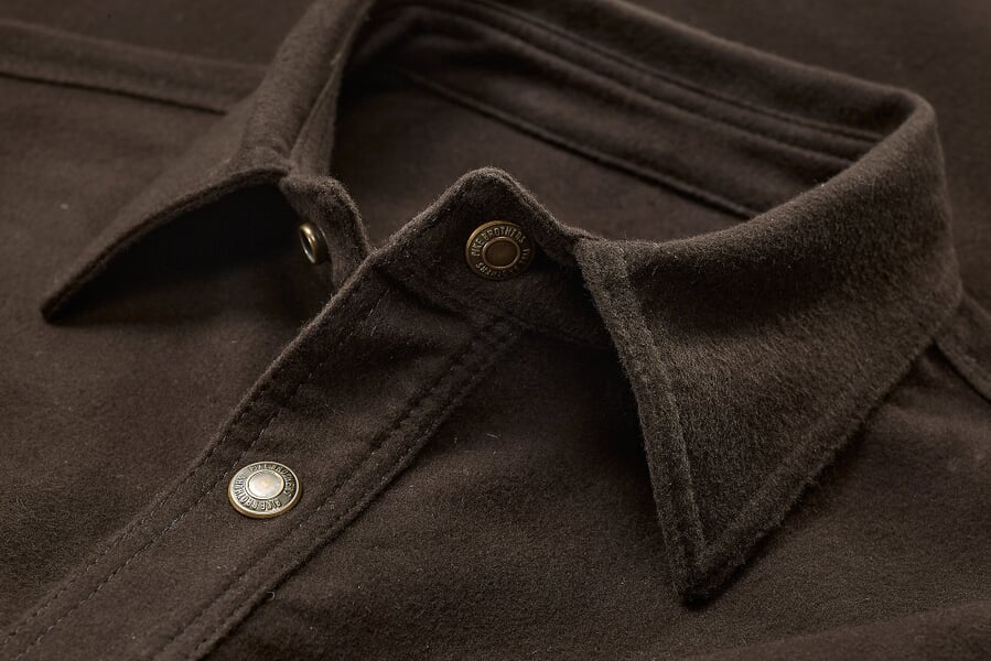 Herren-Hemdjacke Moleskin Braun, Detailsicht