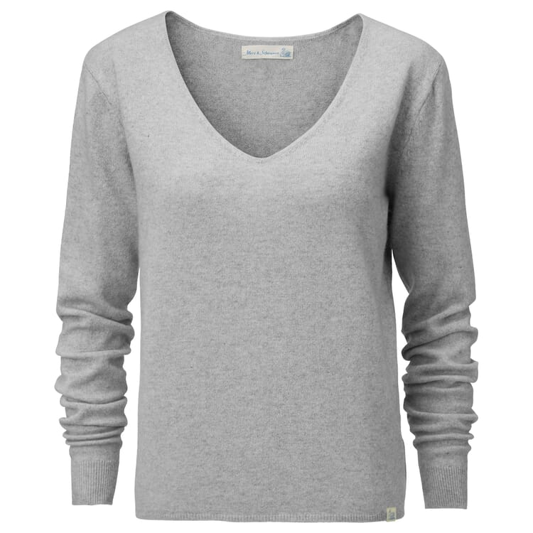 Ladies sweater V-neck, Light gray