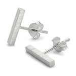 Satin Bar Stud Earrings Silver