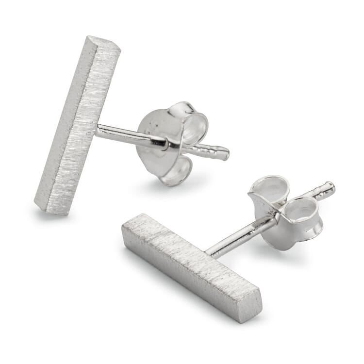 Stud Earrings Bar Made of Brushed Silver, Silver
