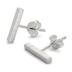 Stud earrings satin bar Silver