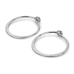 Creole Earrings Flat Band Made of Brushed Silver Silver