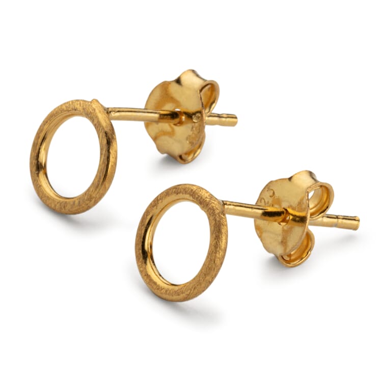 Satin Circle Stud Earrings, Gold