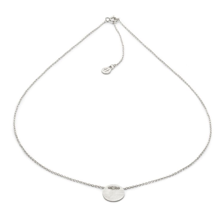 Necklace with a Disc Made of Brushed Silver, Silver