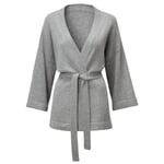 Women’s Cardigan with Tie Belt Made of Alpaca Mottled Grey
