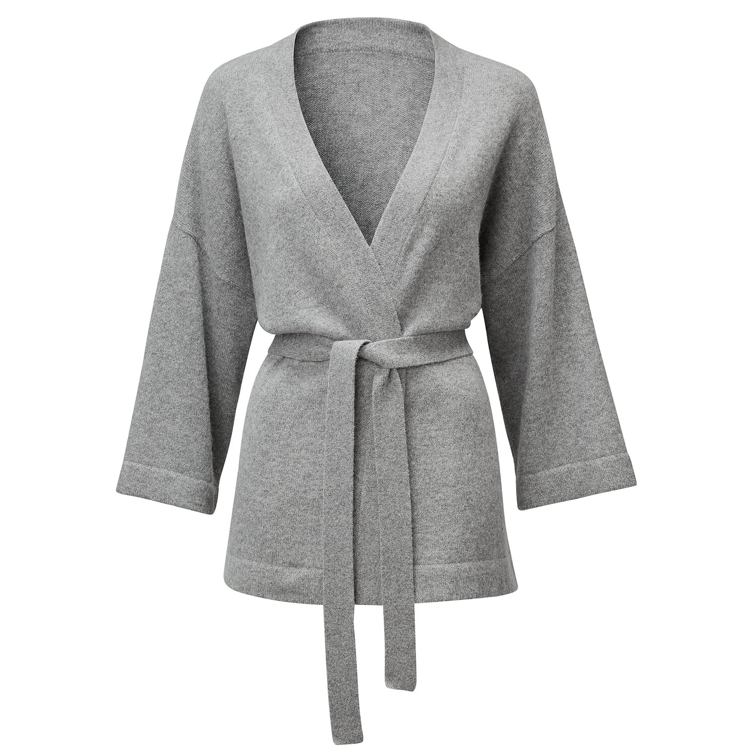 Women’s Cardigan with Tie Belt Made of Alpaca, Mottled Grey | Manufactum