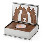 Tealight Holder with Wooden Scenery Nativity Scene
