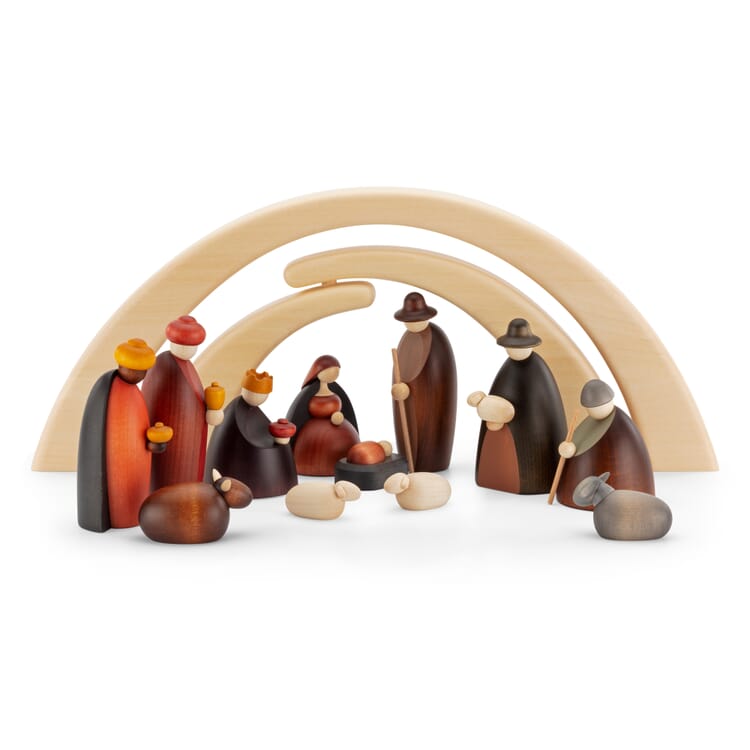 Petit set de crèche tourné à la main