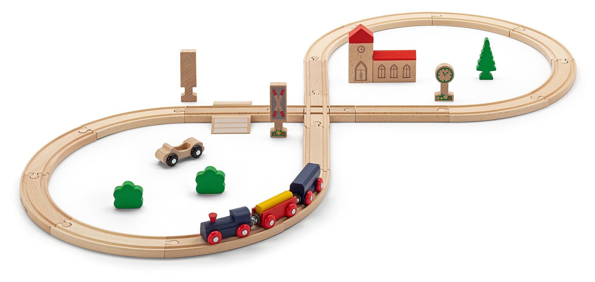 Lot De 20 Accessoires De Chemin De Fer En Bois – Compatibles Rails Bois, Pour Circuits De Train Miniatures
