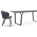 Set Tisch + 4 Armlehnstühle Dunkelgrau