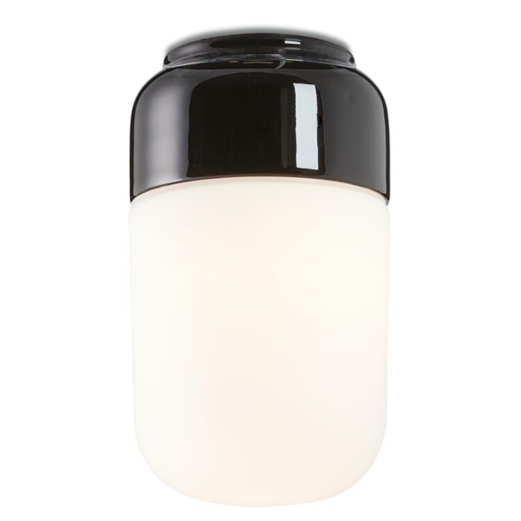 OHM 2 wand- en plafondlamp, Zwart/mat glas