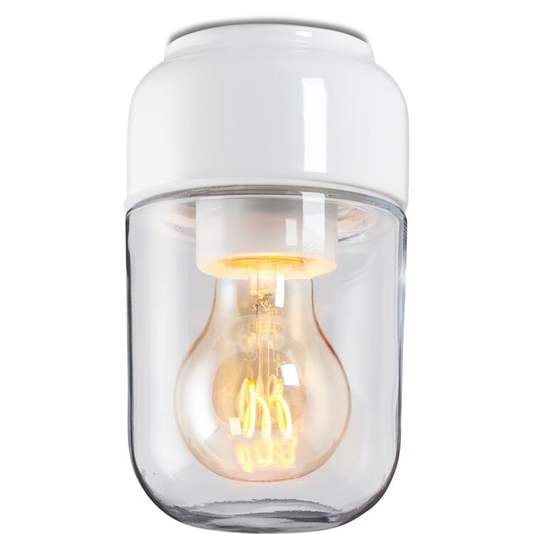 OHM 2 wand- en plafondlamp, Wit/helder glas
