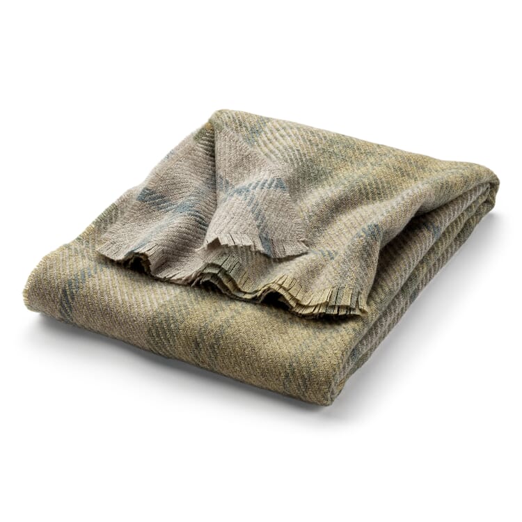 Maagdelijke wollen deken tartan, Beige-groen