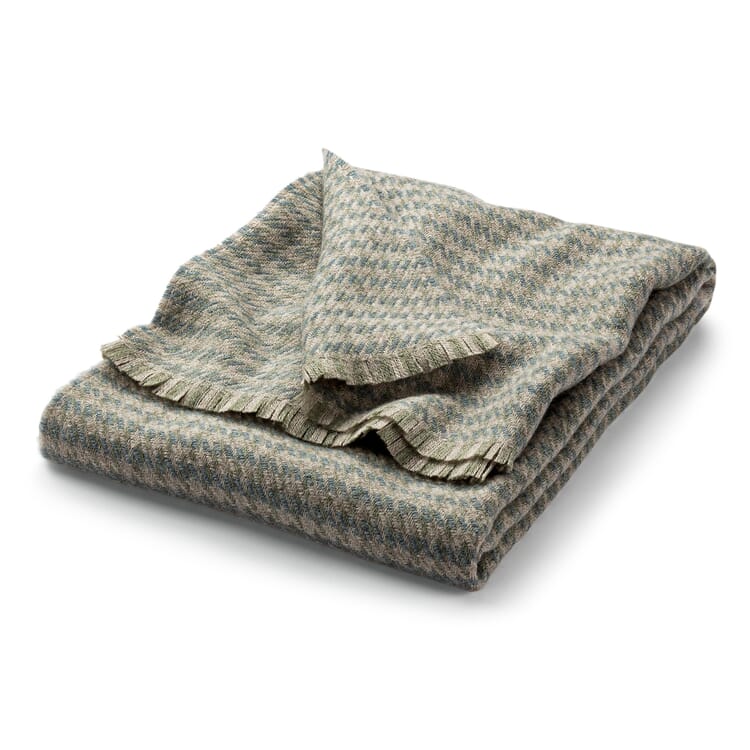 Virgin wool blanket houndstooth, Beige blue