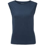 Women's Drop-Sholder T-Shirt Made of Linen Blue