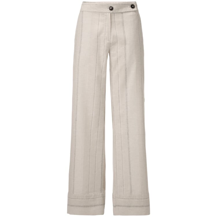 Wide Leg Trousers Marlene Style Made of a Striped Hemp and Cotton Fabric