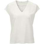 Women’s T-Shirt Made of a Hemp-Cotton Fabric with Silk Appliqué Ecru
