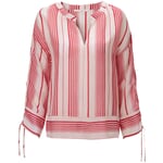 Women’s Blouse Made of a Striped Cotton and Silk Fabric White-Red