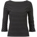 Dames Shirt U-Hals Zwart-Crème