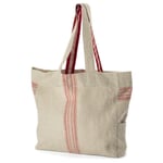 Shopper aus Leinen Creme-Rot