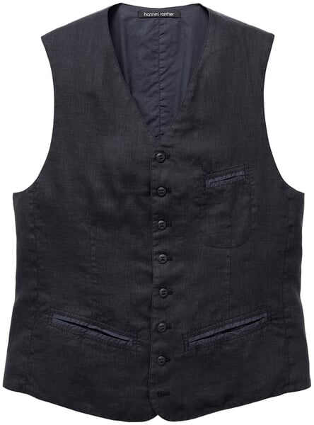Men's linen vest Black-blue