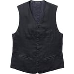 Men's linen vest Black-blue