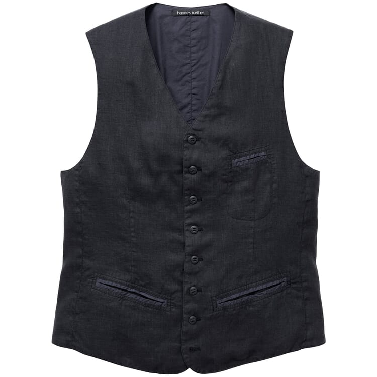 Men's linen vest, Black-blue