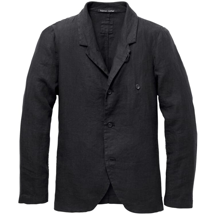 Men's linen jacket, Black-blue