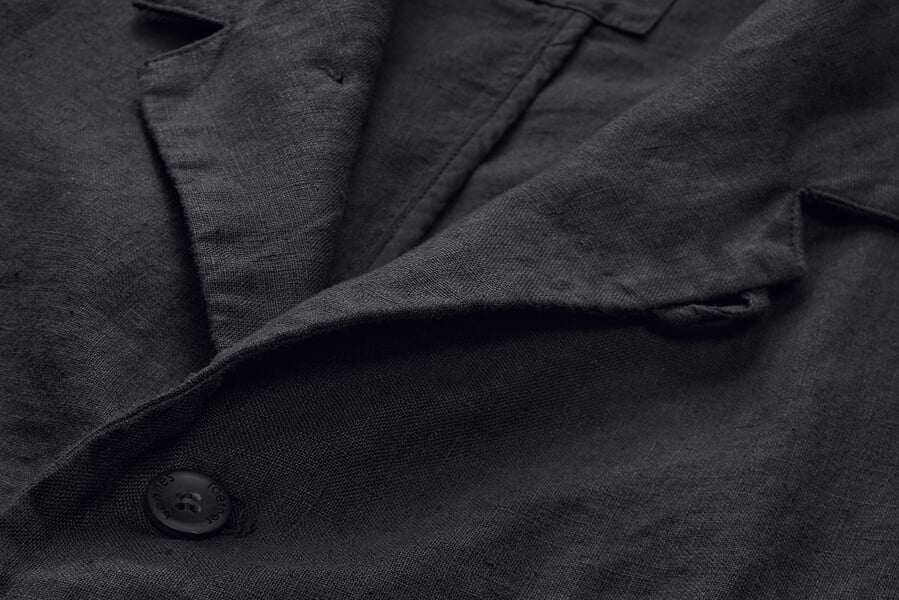 Men's linen jacket Black-blue, close-up