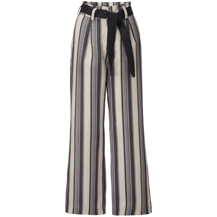 Stribede culottes til damer, Sort-naturlig hvid