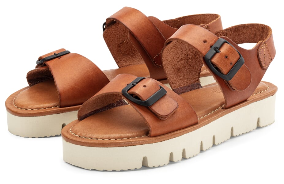 Ladies leather sandal Cognac