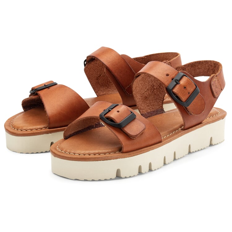 Ladies leather sandal, Cognac