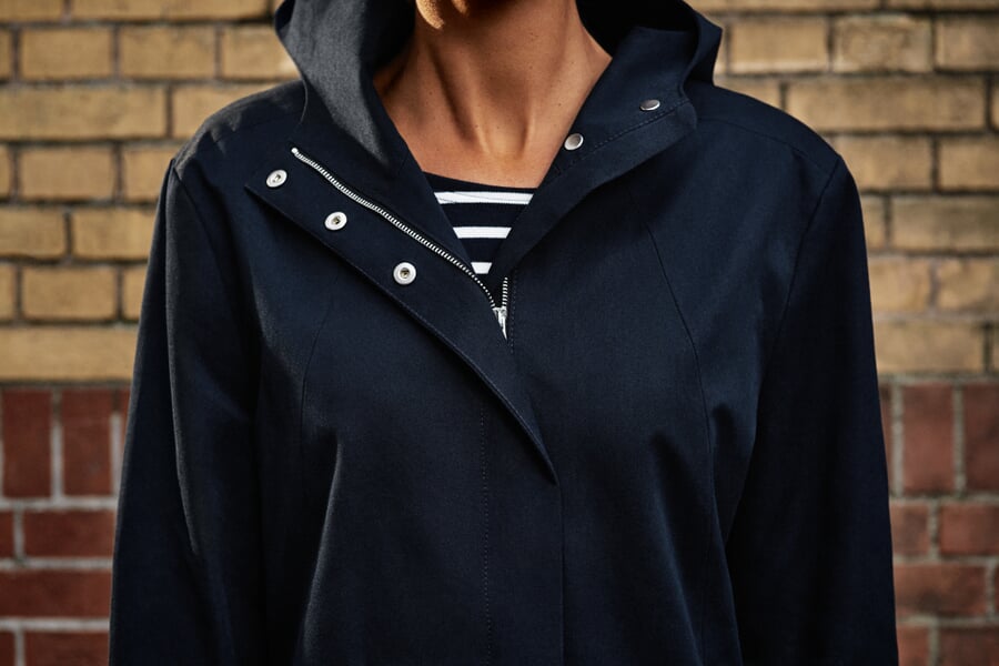Manteau-parka pour femme EtaProof® Bleu foncé, présenté sur un modèle