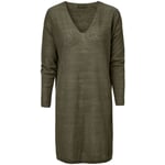 Damen-Leinenstrickkleid Khaki