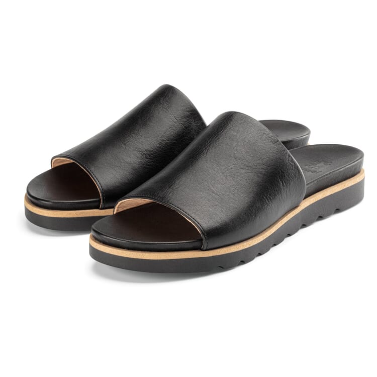 Leren damesslippers, Zwart
