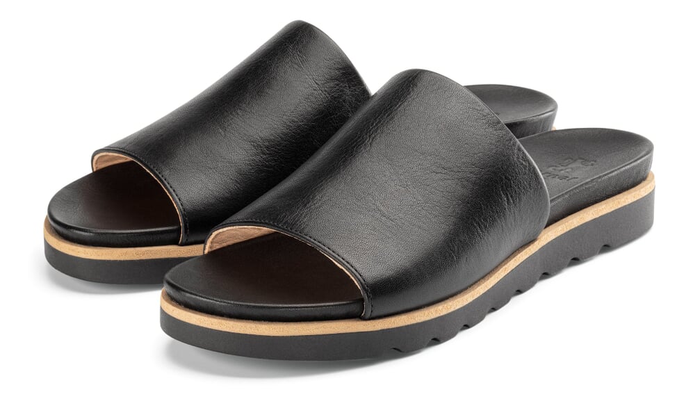 Mules en cuir pour femmes Noir