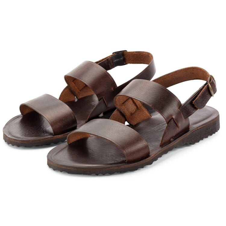 Sandale en cuir pour homme, Marron foncé