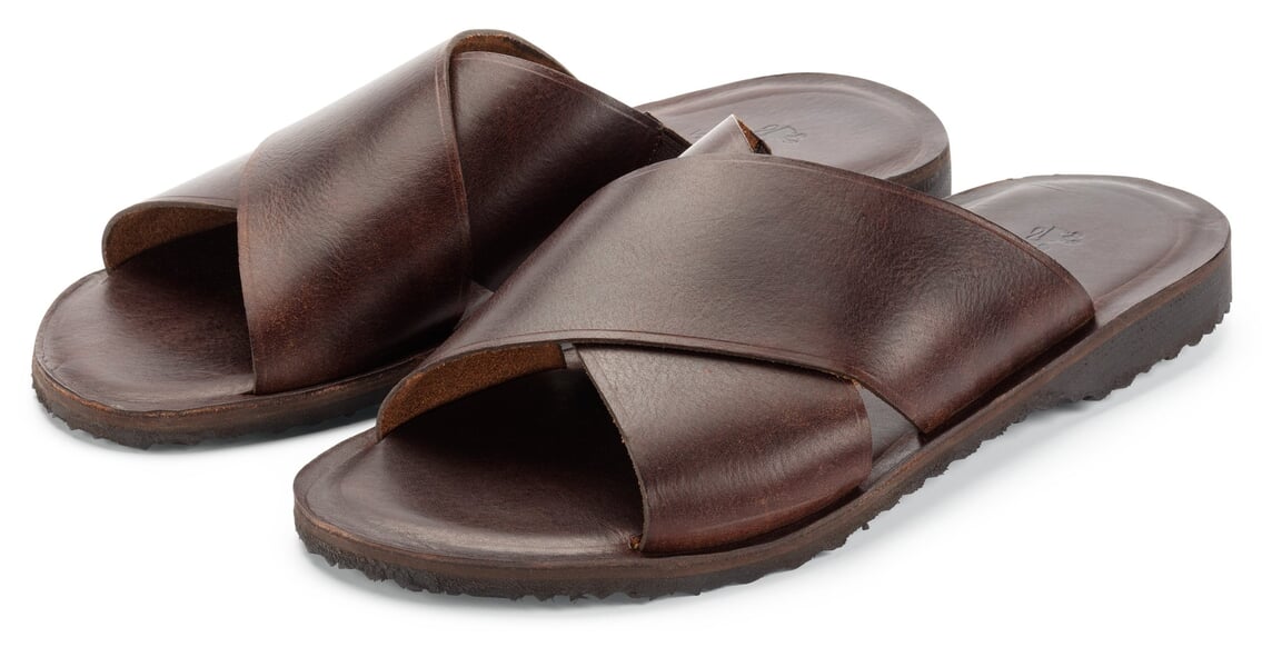 Herren-Lederpantolette Dunkelbraun