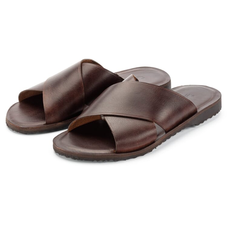 Mula de cuero para hombre, Marrón oscuro